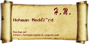 Hohman Medárd névjegykártya